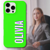 White 3D Indigo Modern Name | Trendy Cool Green