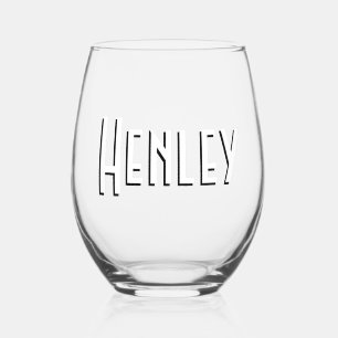 White 3D Minimalist Modern Name  Stemless Wine Glass
