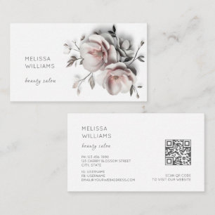 White 3D Simple Flowers Business Card