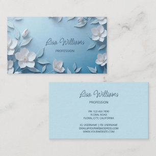White 3D Simple Flowers Business Card