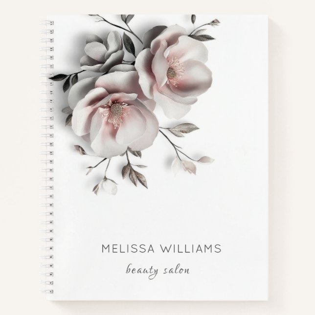 White 3D Simple Flowers Notebook (Front)