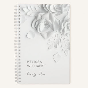 White 3D Simple Flowers Notebook