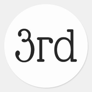 White 3rd Third Place Winner Award Classic Round Sticker