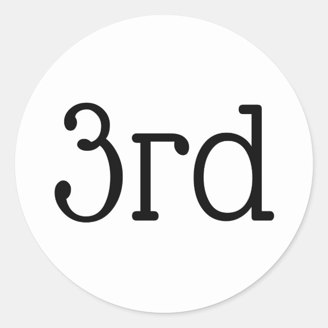 White 3rd Third Place Winner Award Classic Round Sticker (Front)