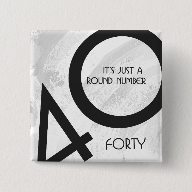 White 40 Decade Birthday 15 Cm Square Badge (Front)