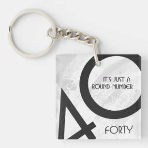 White 40 Decade Birthday Key Ring