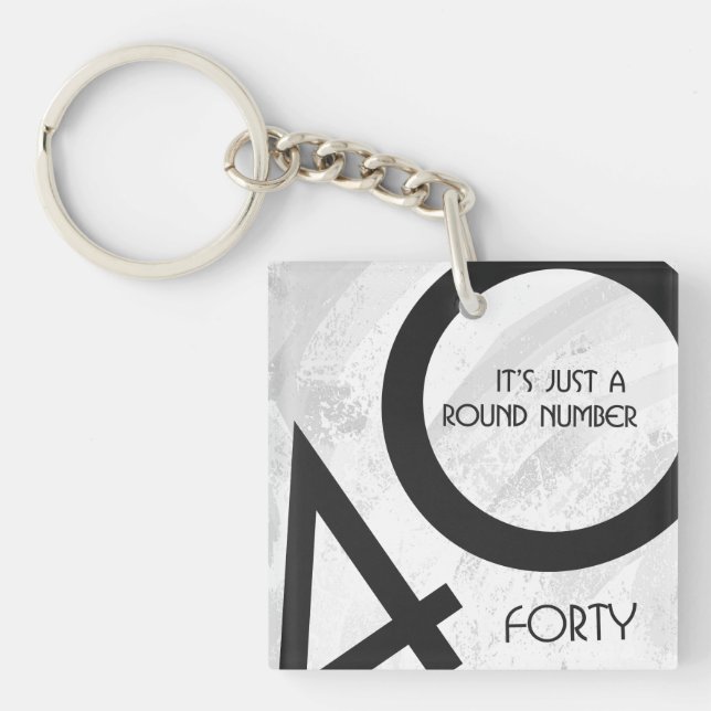 White 40 Decade Birthday Key Ring (Front)