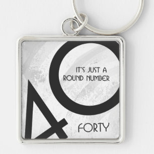 White 40 Decade Birthday Key Ring