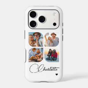 White 4 Photo Collage Personalised Script Name