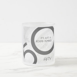 White 50 Decade Birthdday Frosted Glass Coffee Mug