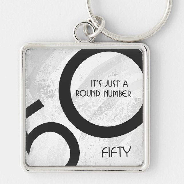 White 50 Decade Birthdday Key Ring (Front)
