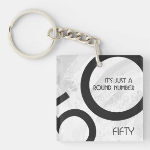 White 50 Decade Birthdday Key Ring