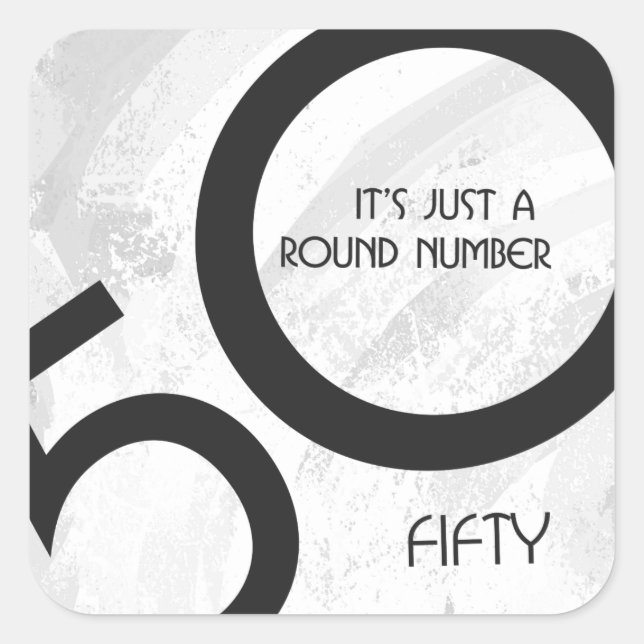 White 50 Decade Birthdday Square Sticker (Front)