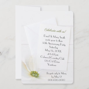 White 55th Anniversary Party Cosmos on White Wood  Invitation