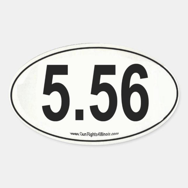 White 5.56 Marathon Type Oval sticker (Front)