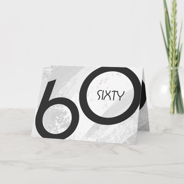 White 60 Decade Birthday Card (Front)