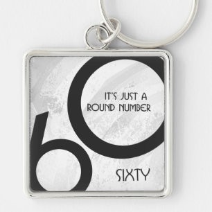 White 60 Decade Birthday Key Ring