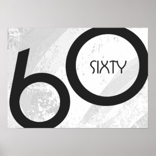 White 60 Decade Birthday Poster