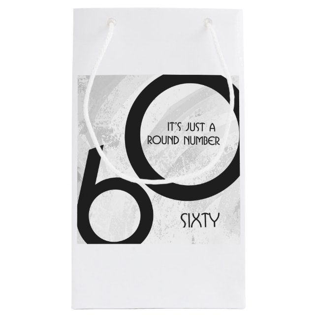 White 60 Decade Birthday Small Gift Bag (Back)