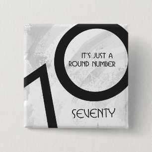 White 70 Decade Birthday 15 Cm Square Badge