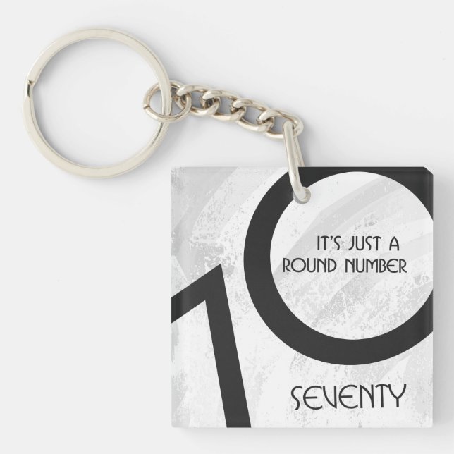 White 70 Decade Birthday Key Ring (Front)