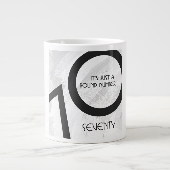White 70 Decade Birthday Large Coffee Mug (Front)