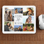 White 7 Photo Collage | Loving Life with You Mouse Mat<br><div class="desc">White mouse pad with personalised photo collage. The photo template is set up ready for you to add your 7 of your favourite pictures, working clockwise from the top left. The wording reads "loving life with you" in elegant handwritten script and skinny font typography. Please browse my store for alternative...</div>