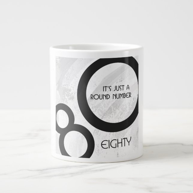 White 80 Decade Birthday Large Coffee Mug (Front)