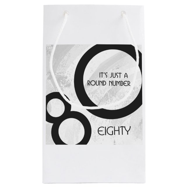 White 80 Decade Birthday Small Gift Bag (Back)