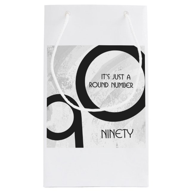 White 90 Decade Birthday Small Gift Bag (Back)