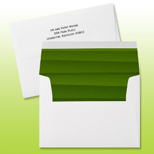 White A7 Green Lined Envelope