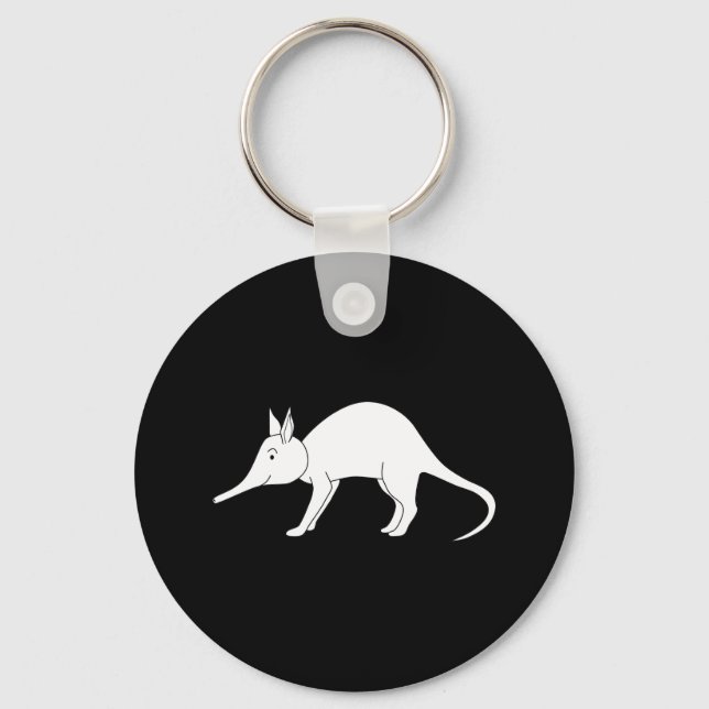 White Aardvark. Cute animal. Key Ring (Front)
