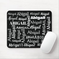 White ABIGAIL Name On Black
