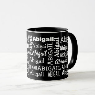 White ABIGAIL Name On Black Mug