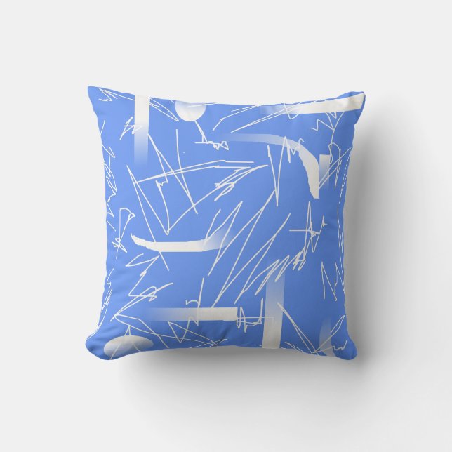 White Abstract Art Drawings Pattern Cushion Pillow (Front)