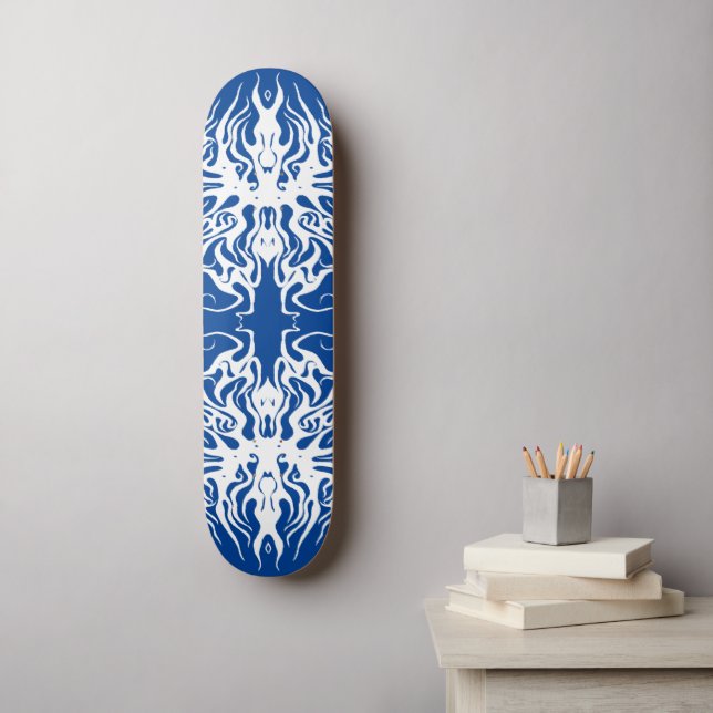 White Abstract Broken Heart Tribal Design Skateboard (Wall Art)