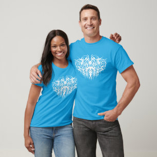 White Abstract Broken Heart Tribal Design T-Shirt