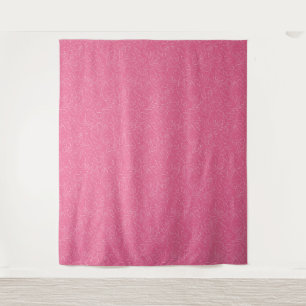 White abstract doodles on pink background tapestry