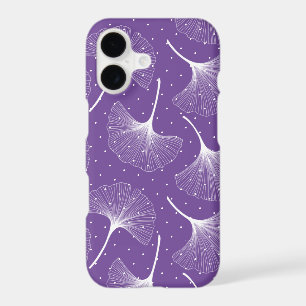 White abstract leaves pattern on purple background
