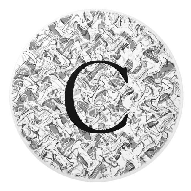 White Abstract Smoke Urban Bedroom Decor Design Ceramic Knob (Front)