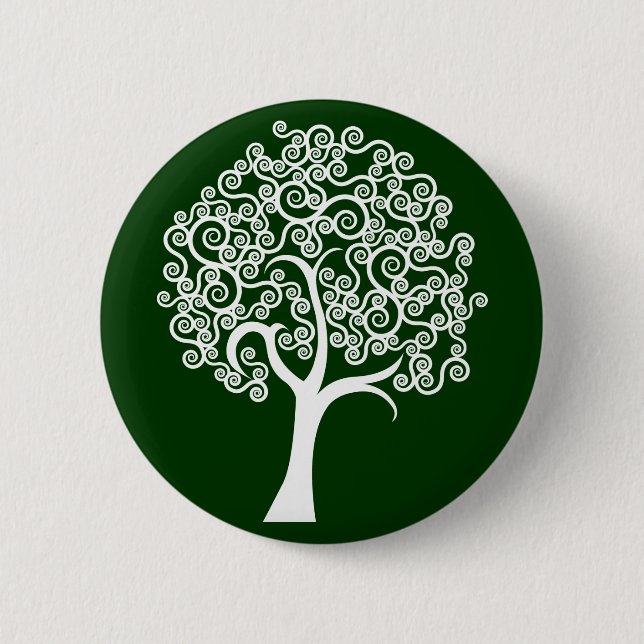 White Abstract Tree 6 Cm Round Badge (Front)