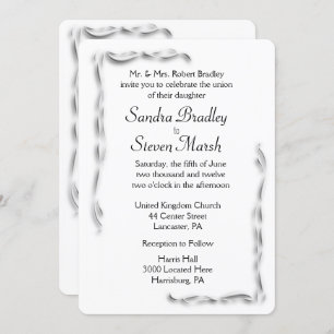 White Accent Wedding Invitation 5"x 7"
