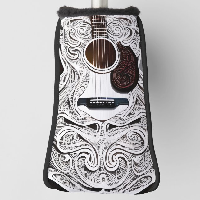 White Acoustic Guitar Golf Head Cover (Rotate 90)