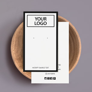White Add Logo Black Border Earring Display Card