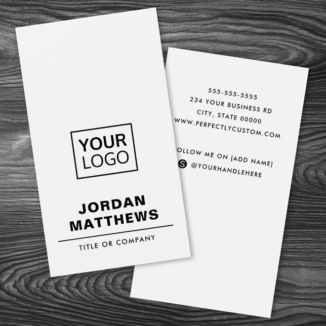 White add logo social media vertical business card (White add logo social media vertical business card)
