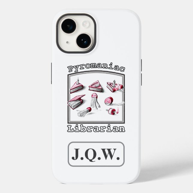 White Add Three Initials Pyromaniac Librarian Case-Mate iPhone Case (Back)