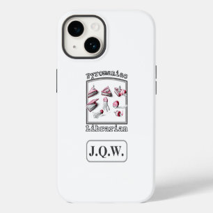 White Add Three Initials Pyromaniac Librarian iPhone 14 Case