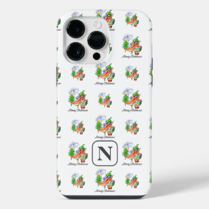 White Add Your Initial Merry Christmas Chilli iPhone 14 Pro Max Case