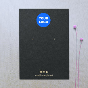 White Add Your Logo Earring Black Display Card