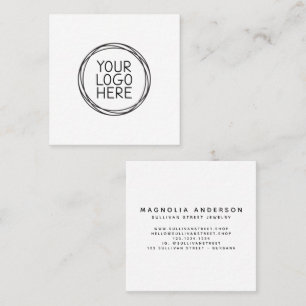 White Add Your Logo Modern  Square Business Card